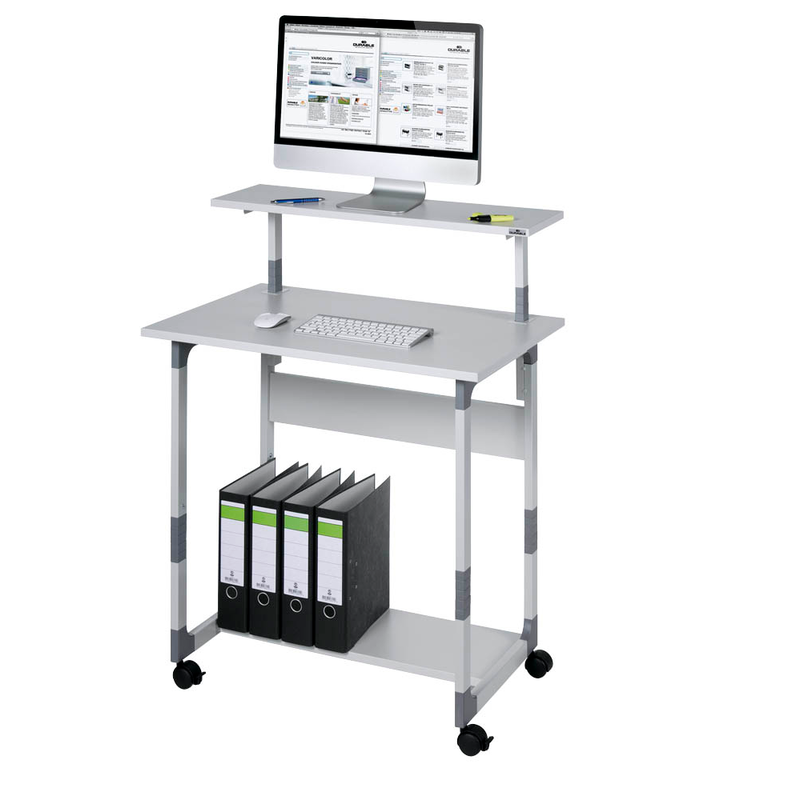 DURABLE PC-Tisch höhenverstellbar mit Rollen grau 80,0 x 56,4 x 63,4-91,6 cm