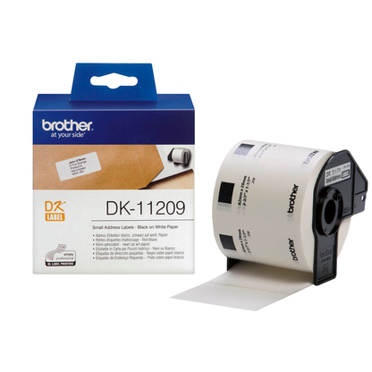 Artikelbild für brother Etikettenrolle für Etikettendrucker DK11209 weiß, 29,0 x 62,0 mm, 1 x 800 Etiketten, Artikelnummer 639187