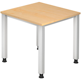 Artikelbild 1 für HAMMERBACHER QS08 höhenverstellbarer Schreibtisch ahorn quadratisch, 4-Fuß-Gestell silber 80,0 x 80,0 cm, Artikelnummer 868594