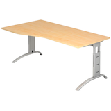 Artikelbild 1 für HAMMERBACHER FS18 höhenverstellbarer Schreibtisch ahorn Trapezform, C-Fuß-Gestell silber 180,0 x 80,0/100,0 cm, Artikelnummer 863535