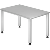 Artikelbild 1 für HAMMERBACHER QS12 höhenverstellbarer Schreibtisch lichtgrau rechteckig, 4-Fuß-Gestell silber 120,0 x 80,0 cm, Artikelnummer 868604