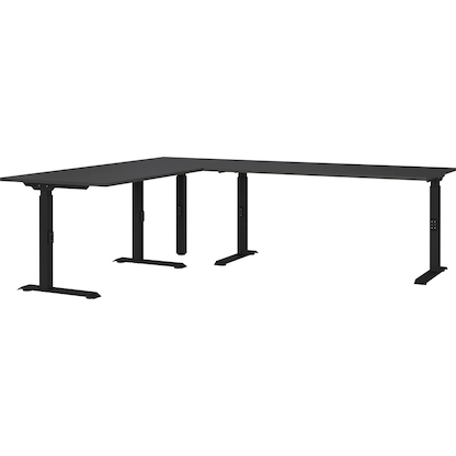 Artikelbild für GERMANIA Mailand höhenverstellbarer Schreibtisch grafit L-Form, C-Fuß-Gestell schwarz 240,0 x 200,0 cm, Artikelnummer 135979
