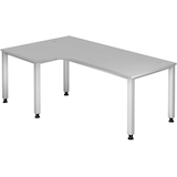 Artikelbild 1 für HAMMERBACHER QS82 höhenverstellbarer Schreibtisch lichtgrau L-Form, 5-Fuß-Gestell silber 200,0 x 80,0/120,0 cm, Artikelnummer 868690