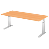Artikelbild 1 für HAMMERBACHER US19 höhenverstellbarer Schreibtisch buche rechteckig, C-Fuß-Gestell silber 180,0 x 80,0 cm, Artikelnummer 864948