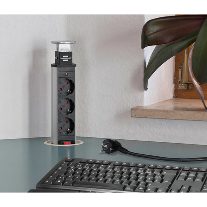 Artikelbild 2 für brennenstuhl Tower Power 3-fach Tischsteckdose 2,0 m silber, Artikelnummer 399016