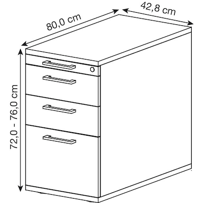Artikelbild 2 für HAMMERBACHER Solid SC40 Standcontainer lichtgrau 4 Auszüge Stahl-Bügelgriff silber 42,8 x 80,0 x 72,0 - 76,0 cm, Artikelnummer 992651