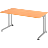 Artikelbild 1 für HAMMERBACHER ZS16 höhenverstellbarer Schreibtisch buche rechteckig, C-Fuß-Gestell silber 160,0 x 80,0 cm, Artikelnummer 990812