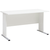 Artikelbild 1 für MÖBELPARTNER Cimal Schreibtisch weiß rechteckig, C-Fuß-Gestell silber 140,0 x 65,0 cm, Artikelnummer 409045