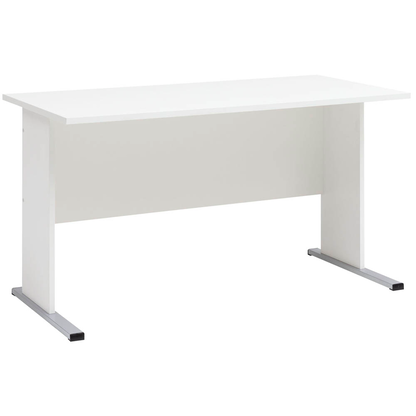 Artikelbild für MÖBELPARTNER Cimal Schreibtisch weiß rechteckig, C-Fuß-Gestell silber 140,0 x 65,0 cm, Artikelnummer 409045