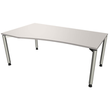 Artikelbild 1 für fm fastline höhenverstellbarer Schreibtisch lichtgrau Bogenform, 4-Fuß-Gestell silber 180,0 x 80,0/100,0 cm, Artikelnummer 335184