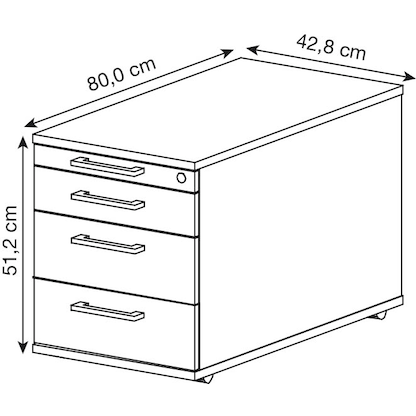 Artikelbild 2 für HAMMERBACHER TC30 Rollcontainer lichtgrau 4 Auszüge 42,8 x 80,0 x 51,2 cm, Artikelnummer 992669