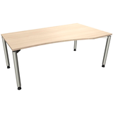 Artikelbild 1 für fm fastline höhenverstellbarer Schreibtisch akazie Bogenform, 4-Fuß-Gestell silber 180,0 x 80,0/100,0 cm, Artikelnummer 335212
