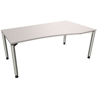 Artikelbild für fm fastline höhenverstellbarer Schreibtisch lichtgrau Bogenform, 4-Fuß-Gestell silber 180,0 x 80,0/100,0 cm, Artikelnummer 335014