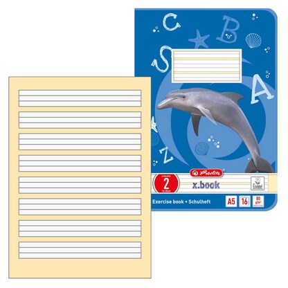 Artikelbild für herlitz Schulheft Delfin x.book Lineatur 2 2. Schuljahr liniert A5 ohne Rand, 16 Blatt, 1 St., Artikelnummer 801759