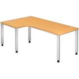 Artikelbild 1 für HAMMERBACHER QS82 höhenverstellbarer Schreibtisch buche L-Form, 5-Fuß-Gestell silber 200,0 x 80,0/120,0 cm, Artikelnummer 868707
