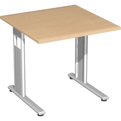 Artikelbild für geramöbel Flex Schreibtisch buche quadratisch, C-Fuß-Gestell silber 80,0 x 80,0 cm, Artikelnummer 881336
