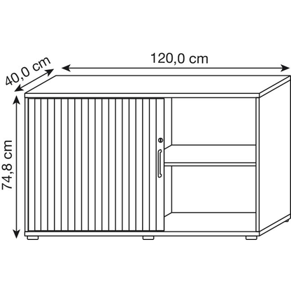 Artikelbild 2 für HAMMERBACHER Popular Rollladenschrank lichtgrau, silber 1 Fachboden 120,0 x 40,0 x 74,8 cm, Artikelnummer 991604