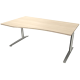 Artikelbild 1 für fm fastline höhenverstellbarer Schreibtisch akazie Bogenform, C-Fuß-Gestell silber 180,0 x 80,0/100,0 cm, Artikelnummer 335048