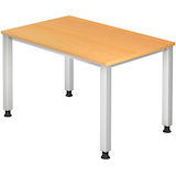 Artikelbild 1 für HAMMERBACHER QS12 höhenverstellbarer Schreibtisch buche rechteckig, 4-Fuß-Gestell silber 120,0 x 80,0 cm, Artikelnummer 868618