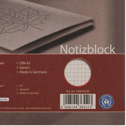 Artikelbild 5 für LANDRÉ® Notizblock Recycling DIN A5 kariert, 1 St., Artikelnummer 298143