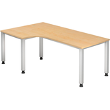 Artikelbild 1 für HAMMERBACHER QS82 höhenverstellbarer Schreibtisch ahorn L-Form, 5-Fuß-Gestell silber 200,0 x 80,0/120,0 cm, Artikelnummer 868719