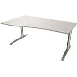 Artikelbild 1 für fm fastline höhenverstellbarer Schreibtisch lichtgrau Bogenform, Kufen-Gestell silber 180,0 x 80,0/100,0 cm, Artikelnummer 335032