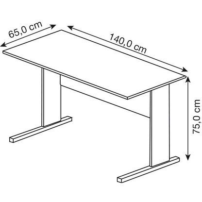 Artikelbild 2 für MÖBELPARTNER Cimal Schreibtisch weiß rechteckig, C-Fuß-Gestell silber 140,0 x 65,0 cm, Artikelnummer 409045