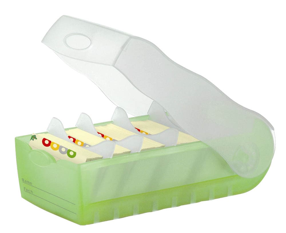 LdawyDE Karteikarten Box A7 - Mit 6 Fächern Für Lernkarten & Visitenkarten