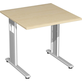 Artikelbild 1 für geramöbel Flex Schreibtisch ahorn quadratisch, C-Fuß-Gestell silber 80,0 x 80,0 cm, Artikelnummer 881639
