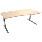 Artikelbild 1 für fm fastline höhenverstellbarer Schreibtisch akazie Bogenform, C-Fuß-Gestell silber 180,0 x 80,0/100,0 cm, Artikelnummer 335197