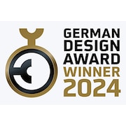 German Design Award 2024: Gewinner-Logo mit gold-schwarzem stilisiertem Symbol und Schriftzug 