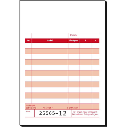 Artikelbild 2 für SIGEL Kassenblock mit Additionsblatt, mit fortlaufenden Nummern Formularbuch KC621, 1 St., Artikelnummer 233895