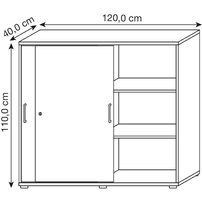 Artikelbild 2 für HAMMERBACHER Schiebetürenschrank 1753S, V1753S/5/5/BS lichtgrau 2 Fachböden 120,0 x 40,0 x 110,0 cm, Artikelnummer 992848