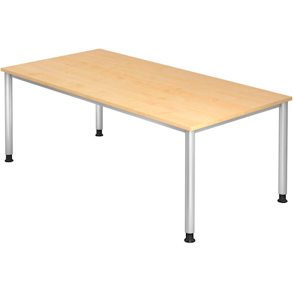 Artikelbild für HAMMERBACHER Orbis höhenverstellbarer Schreibtisch ahorn rechteckig, 4-Fuß-Gestell silber 200,0 x 100,0 cm, Artikelnummer 637999