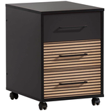 Artikelbild 1 für MÖBELPARTNER Hank Rollcontainer schwarz, eiche 3 Auszüge 40,1 x 50,0 x 57,0 cm, Artikelnummer 336689