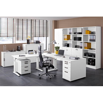 Artikelbild 4 für HAMMERBACHER Aktenschrank Haziender, V6100/W/W/SG weiß 4 Fachböden 80,0 x 42,0 x 200,4 cm, Artikelnummer 792556