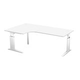 Artikelbild 1 für HAMMERBACHER Haziender höhenverstellbarer Schreibtisch weiß L-Form, C-Fuß-Gestell weiß 200,0 x 80,0/120,0 cm, Artikelnummer 791913
