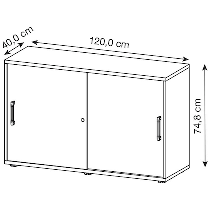 Artikelbild 2 für HAMMERBACHER Schiebetürenschrank, V1752S/3/3/RE ahorn 1 Fachboden 120,0 x 40,0 x 74,8 cm, Artikelnummer 977884