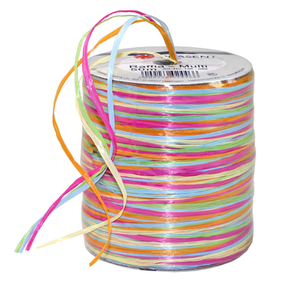 Artikelbild für PRÄSENT Geschenkband Raffia matt pink/orange/grün/blau/natur 3,0 mm x 50,0 m, Artikelnummer 382705