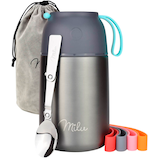 Artikelbild 1 für Milu Isolier-Speisebehälter grau 1 Thermobehälter mit Tasche, klappbarer Löffel, 5 farbige Trageschlaufen aus Gummi, 1 St., Artikelnummer 860033