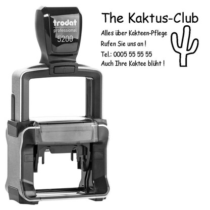 Artikelbild für trodat Textstempel, individualisierbar 5200 selbstfärbend schwarz Logo möglich, 1 St. - Direkt online personalisieren, Artikelnummer 640534