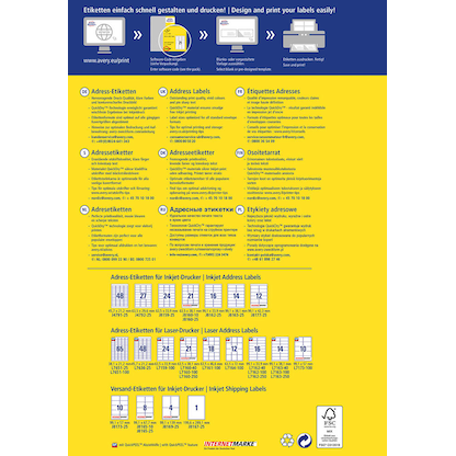Artikelbild 3 für AVERY Zweckform Adressetiketten J8163-25 weiß 99,1 x 38,1 mm, 25 Blatt, Artikelnummer 479451