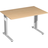 Artikelbild 1 für geramöbel Flex Schreibtisch buche rechteckig, C-Fuß-Gestell silber 120,0 x 80,0 cm, Artikelnummer 881553