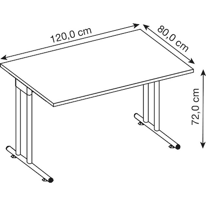 Artikelbild 3 für HAMMERBACHER NS12 Schreibtisch lichtgrau rechteckig, C-Fuß-Gestell silber 120,0 x 80,0 cm, Artikelnummer 864874
