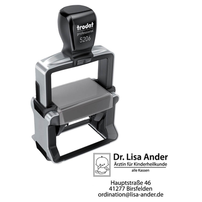 Artikelbild für trodat Textstempel, individualisierbar 5206 selbstfärbend schwarz Logo möglich, 1 St. - Direkt online personalisieren, Artikelnummer 640439