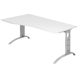 Artikelbild 1 für HAMMERBACHER FS18 höhenverstellbarer Schreibtisch weiß Trapezform, C-Fuß-Gestell silber 180,0 x 80,0/100,0 cm, Artikelnummer 863783