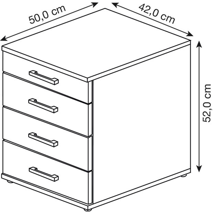 Artikelbild 2 für MÖBELPARTNER Cimal Standcontainer weiß 4 Auszüge Kunststoff-Bügelgriff silber 42,0 x 50,0 x 52,0 cm, Artikelnummer 416446