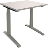 Artikelbild 1 für fm Sidney höhenverstellbarer Schreibtisch weiß rechteckig, C-Fuß-Gestell Quadratrohr silber 80,0 x 80,0 cm, Artikelnummer 372282