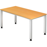 Artikelbild 1 für HAMMERBACHER QS16 höhenverstellbarer Schreibtisch buche rechteckig, 4-Fuß-Gestell silber 160,0 x 80,0 cm, Artikelnummer 868644