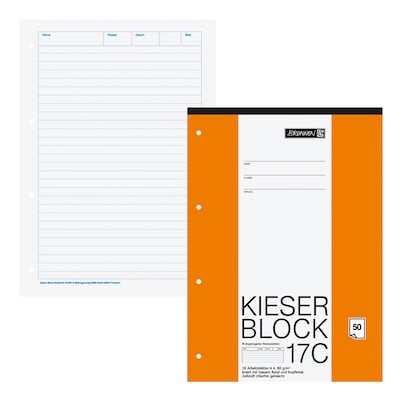 Artikelbild für BRUNNEN Arbeitsblock Kieserblock gelocht DIN A4 liniert Lineatur 17C, 1 Block, Artikelnummer 121645